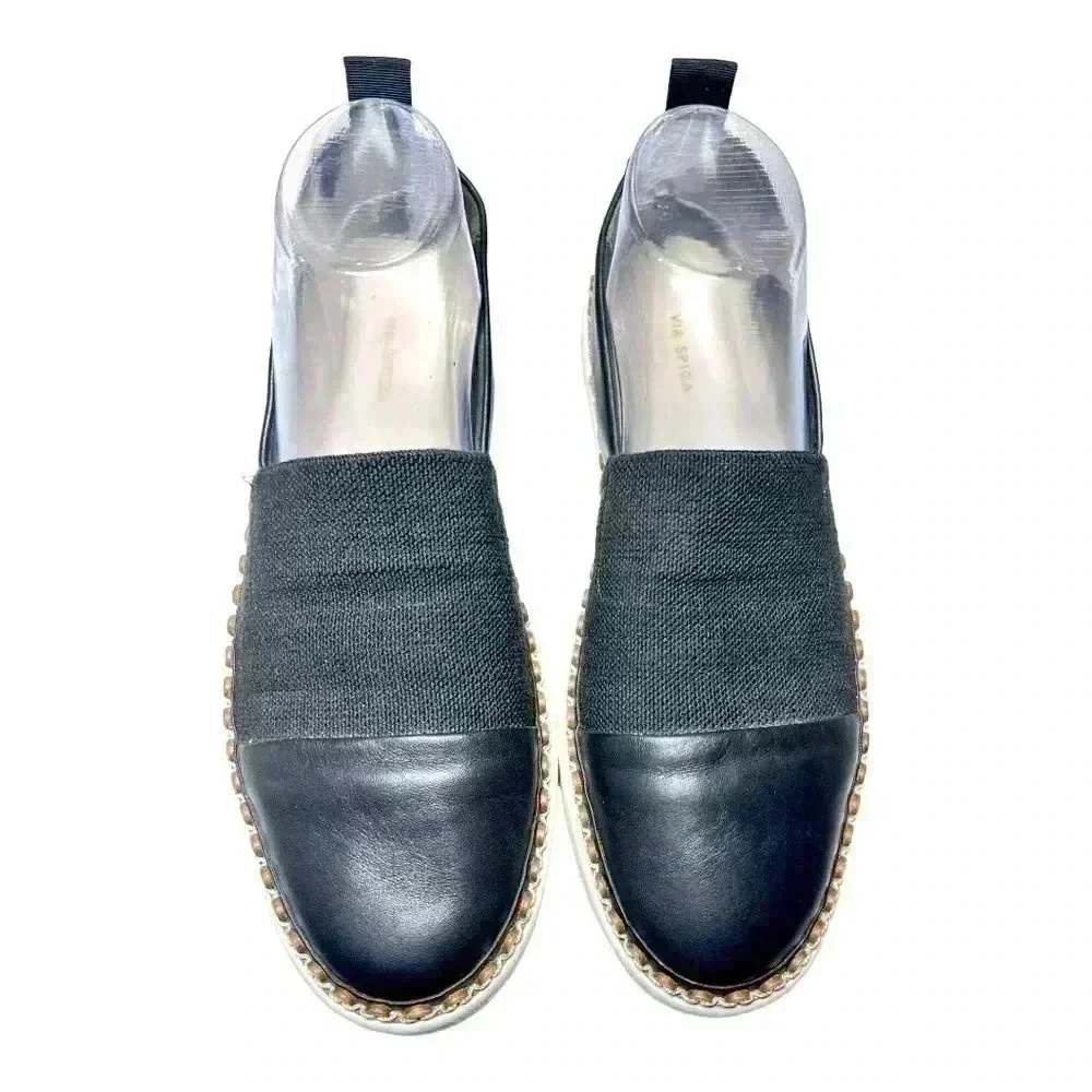 Via Spiga Women’s Ora Slip On Platform Sneakers BLK and White Size 8.5 Preowned